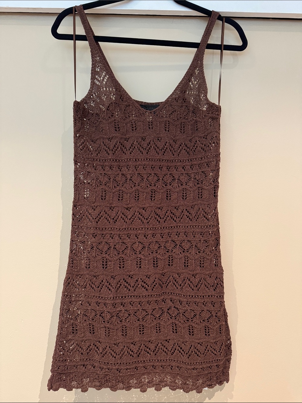 Zara Brown Crochet Mini Dress
